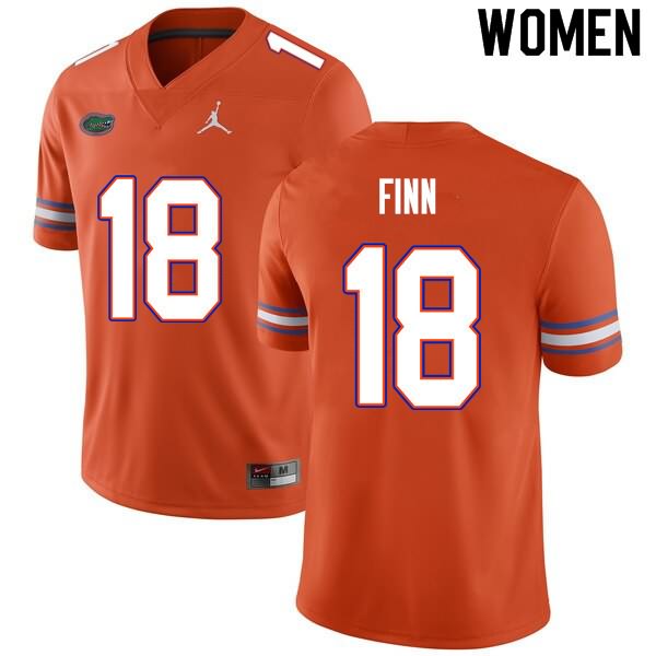 Women's NCAA Florida Gators Jacob Finn #18 Stitched Authentic Nike Orange College Football Jersey IKM5865MW